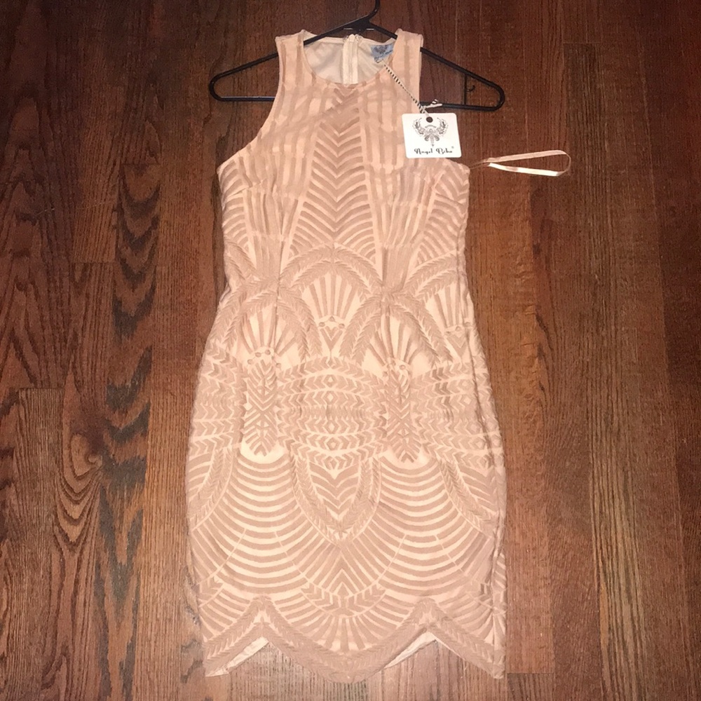 tan tight fitting dress